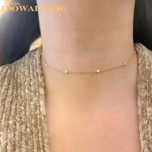 2020 Sale Moana Kolye 100% 925 Sterling 33+7cm Extend Cz Station Statement Women Ladies 3 Color Dainty Chain Choker Necklace