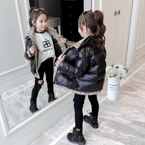 Winter Thick Coat Girls Patchwork Parkas Black Long Sleeve Baby Girl Clothes Winter Girls Coats
