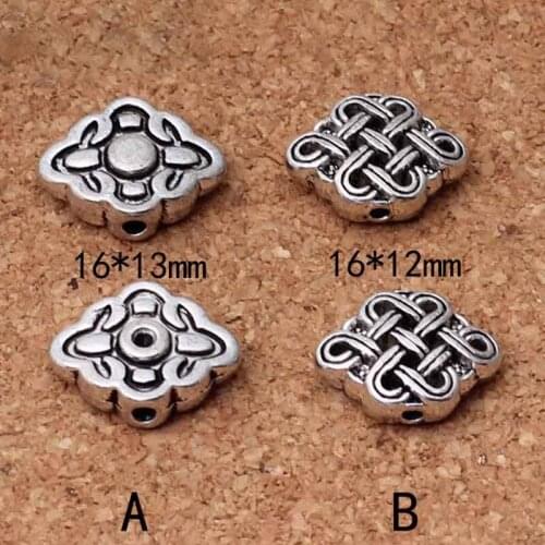 10pcs/lot Chinese Knot Shape Lucky Metal Beads 16mm Handmade Necklace Bracelets Spacer Charm Beads DIY Jewelry Making Findings