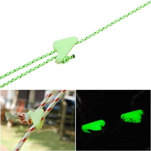 10Pcs outdoor luminous rope buckle fluorescence tent triangle buckle alert reminder accidental danger tent wind rope adjuster
