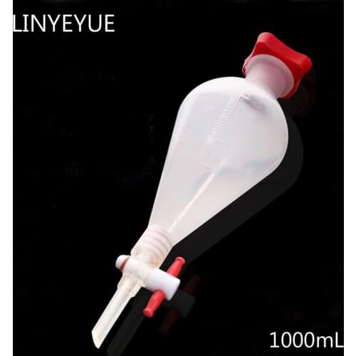 1000mL Pear-shaped Plastic Separatory funnel with PTFE Stopper PP Separating Funnel Laboratory Supplies