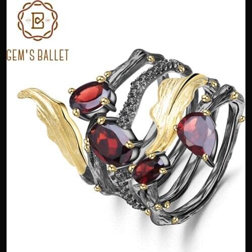 GEMS BALLET 2.26Ct Natural Amethyst Gemstone Finger Ring 925 Sterling Sliver Vintage Neo-Gothic Rings For Women Fine Jewelry