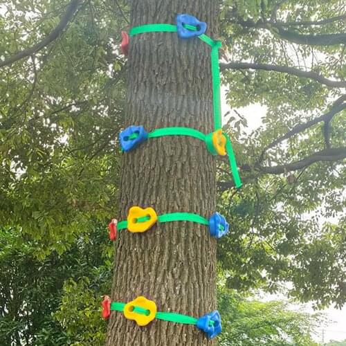 16pcs/18pcs/24pcs Kids Rock Climbing Stones Wall Holds Outdoor Tree Climbing Stone with Rope Gloves Plastic Hand Feet Hold Grips