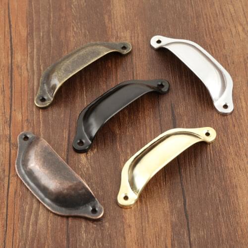 2Pcs 86mm Furniture Cabinet Drawer Retro Style Shell Pull Handle Semicircle Knob Cupboard Antique Brass Shell Pull Handles Knob