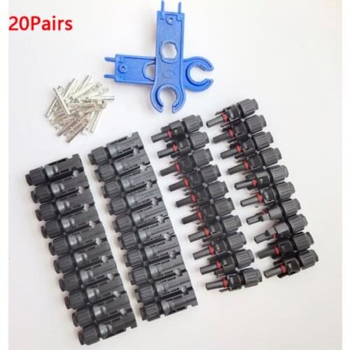 20 Pairs/ 10 Pairs X Connector Male Female 30A Solar Connector Solar Panel Branch Series Connect For Solar System 1pair Spanner