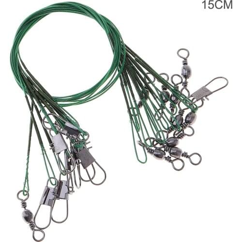 20pcs/lot 15cm Anti-bite Fishing Lure Trace Wire Lead Line Rope with B-type Pin Swivel and 8-letter Ring for Fishing