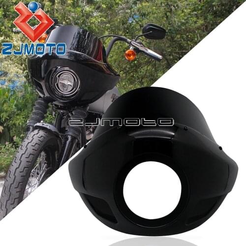 5-3/4″ Head Light Mask Cowl Front Headlight Fairing Wind Shield For Harley Sportster Dyna Fat Bob Street Glide Road King Sport