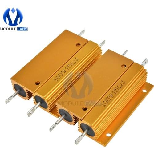 5PCS 100W Aluminum Shell Housed Case Power Wirewound Resistor 5% +5% -5% 0.5 0.5/1/2/4/6/8/10/20/50/100 Ohm