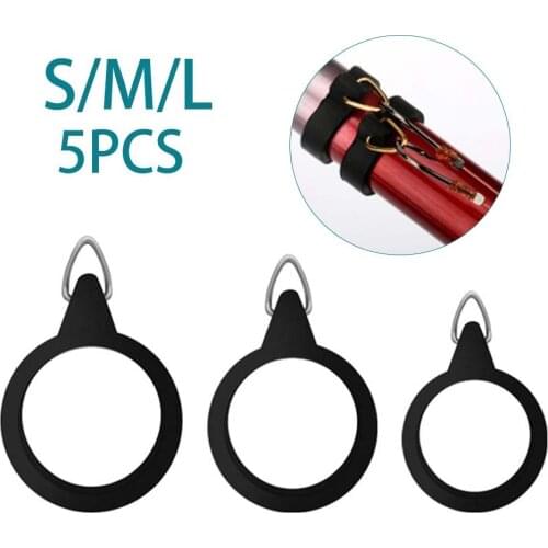 5PCS Elastic Fishing Rod Hook Ring Keeper High-elastic Fly Pole Rubber Rings Metal Holders S/M/L Holders Pesca Iscas Fish Tackle