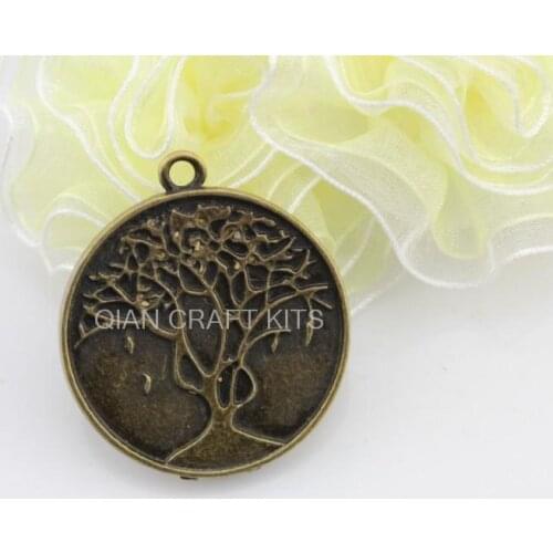 50pcs cameo base setting photo frame 30mm wishing tree antique zinc alloy Charm Pendant drops for DIY