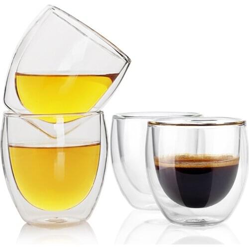 80ml 150ml Double Wall Insulated Latte Coffee Cups Drinking Tea Espresso Mugs Whiskey Glass Cups Drinkware