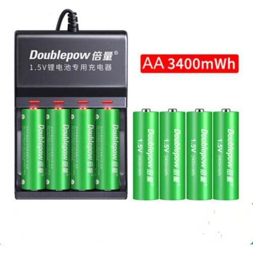 Large capacity 1.5v 3400mWh AA rechargeable battery USB rechargeable lithium battery Quick charge through AA AAA smart charger
