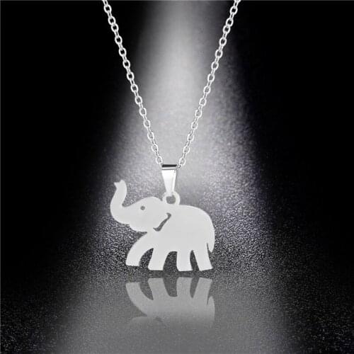 One Piece Elephant Pendant Necklace For Women Stainless Steel Necklace Femme Unfade Animale Collier Jewelry Gift