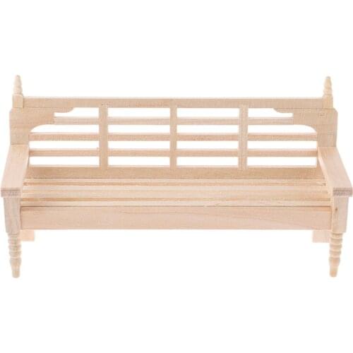 DIY 1:12 Vintage Garden Park Long Chairs Miniature Wooden Dollhouse Miniatures Kids Toys Dolls Accessories Furniture Toys