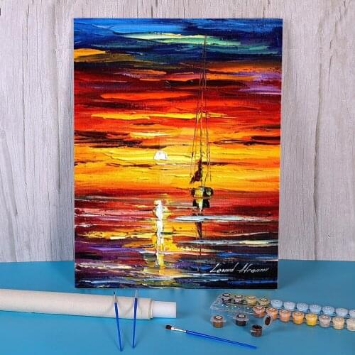 Gold Sunset Painting By Numbers Set Oil Paints 40*50 Painting On Canvas Home Decor For Kids Wall Art For Handiwork