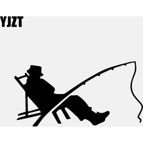 YJZT 15.9CM*8CM Fisherman Fish Fishing Worm Bite Hook Car Sticker Decor Vinyl Decal Black/Silver C24-0809