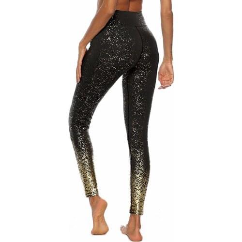 2019 Gilding Printing Women Leggings Bodybuilding High Waist Soprtswear Pants Push Up Slim Leggings