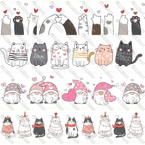 1-1/2" Christmas Gnomes Cat Printed Custom Cartoon Design Ribbons for DIY Crafts Hair Bow Lanyard/Satin /Grosgrain Ribbon CA284