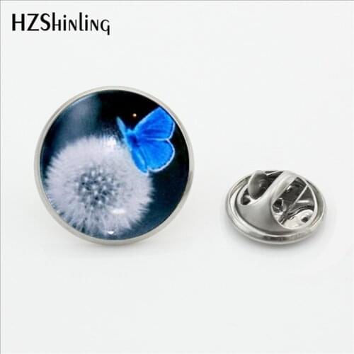 New Fashion Butterfly Lapel Pins Handmade Glass Dome Butterfly and Dandelion Brooch Wedding Stainless Steel Lapel Pin