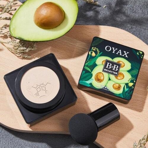 2021 New Mushroom Head Avocado BB Cream Air Cushion Face Foundation Concealer Whitening Base Makeup Cosmetic Waterproof Brighten
