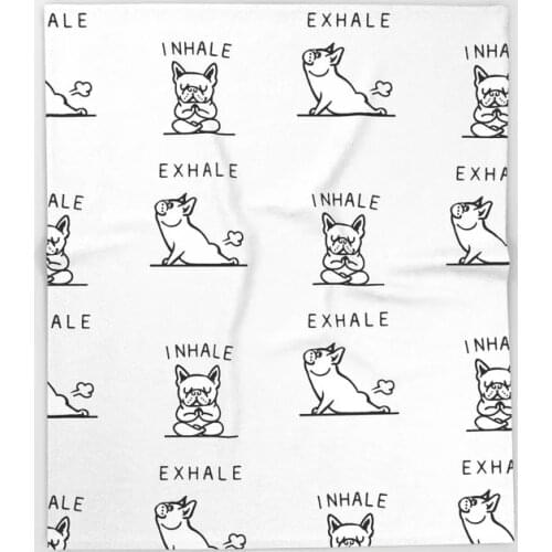 Bull Dog Cartoon Throw Blanket Cute Kids Design Inhale Exhale French Bulldog Blankets for Beds Christmas Decorations for Home