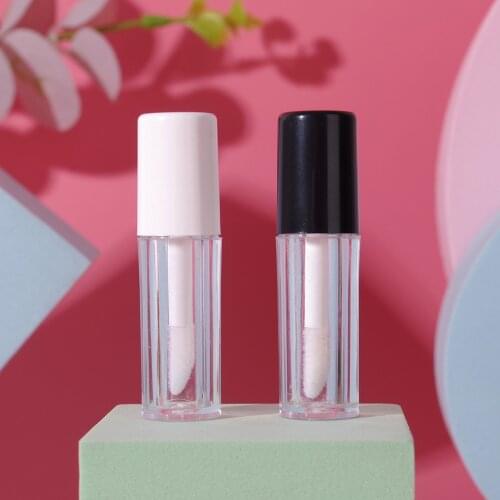 1.3ml Plastic Empty Lipgloss Tubes Black/white Lid,clear Plastic Cosmetic Lip Gloss Containers Mini Lipstick Refillable Bottle