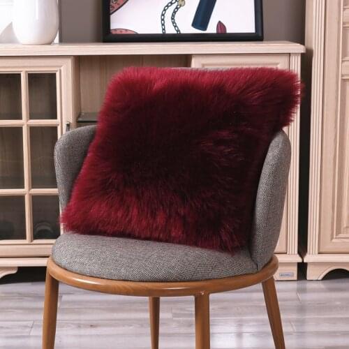 Plush Pillow Case Cushion Cover One Side Faux Fur Sofa Bed Pillow Cover For Home Sofa Decor