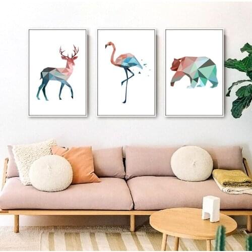 Colorful Flamingo Polar Bear Canvas Poster Baby Abstract Animal Wall Art Print Painting Nordic Minimalist Kid Bedroom Decor