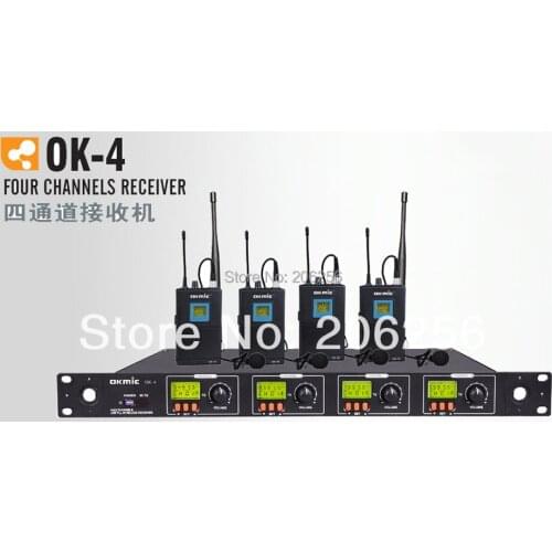 Hot Lapel mic OK-4/1B professional UHF lavalier four channels wireless system 4 channels multichannel bodypack Wireless mics