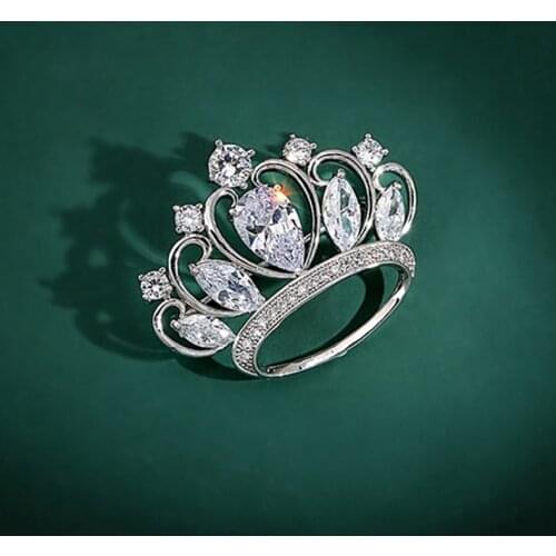 Luxury AAA Zircon Crown Brooches Pins For Women Scarves Clip Coat Dress Corsage Accessories Jewelry Gift High Quality Brooch Pin