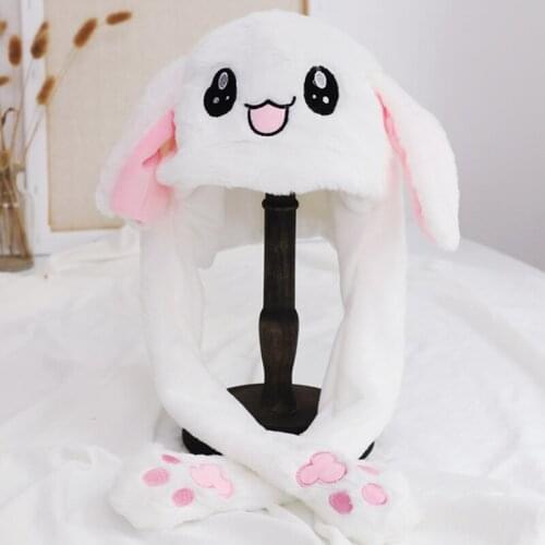 Rabbit Hat Moving Ears Cute Cartoon Toy Hat Kawaii Funny Hat Birthday Gift Bunny Plush Cap Winter Hat For Kids Adult Girlfriend