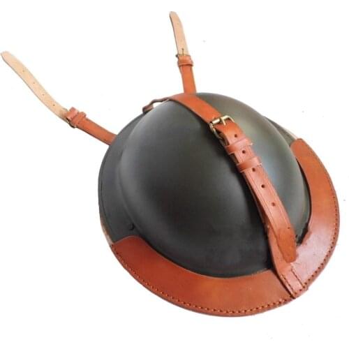 WWII WW2 UK ARMY MK2 BRITISH TOMMY ARMY HELMET WITH LEATHER HELMET COVER- World military Store
