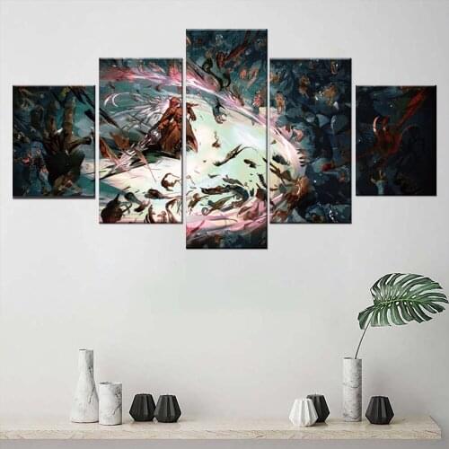 Modern Wall Artwork Picture 5 Pieces Anime Overlord Poster Top Rated Canvas Printed Landscape Modular Home Decor Children Room