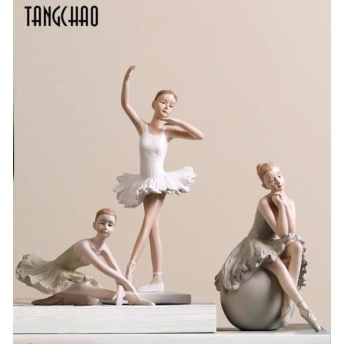 TANGCHAO Nordic Style Ballet Girl Statue Creative Home Decor Resin Ballet Figurines For Home Room Decoration Gift For Girlfriend