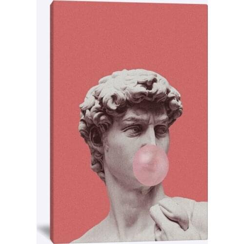 Aesthetic David statue funny art portrait Home living Room Print Poster Painting Decor Wall Art Framed Wooden Frame Canvas