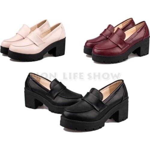 Girls Universal Women Japan School Student JK Block Heel Shoes Cosplay shoes