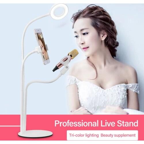 Universal Selfie Ring Light Flexible Smart Mobile Phone Holder Lazy Bracket Desk Lamp LED Light For Live Stream Desktop Support