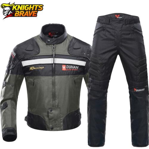 Windproof Motorcycle Racing Suit Protective Gear Armor Men Motorcycle Jacket+Motorcycle Pants Hip Protector Moto Clothing M-3XL