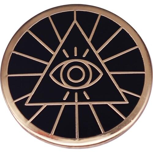 Illuminati Freemasonry Eye of Providence All Seeing Eye Emblem Logo Copper Clothes Hat Bag Lapel Badge Brooch Pin Accessories