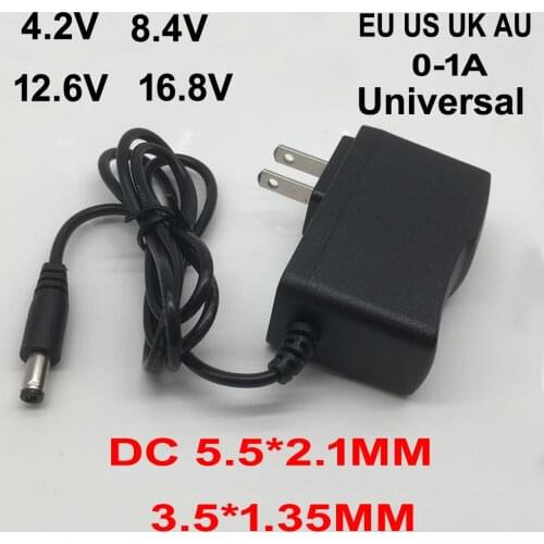 AC 100-240V DC 4.2V 8.4V 12.6V 16.8V 1A 18650 lithium battery charger Power Adapter 4.2 V 8.4 V 12.6 V 16.8 V 1000MA charger