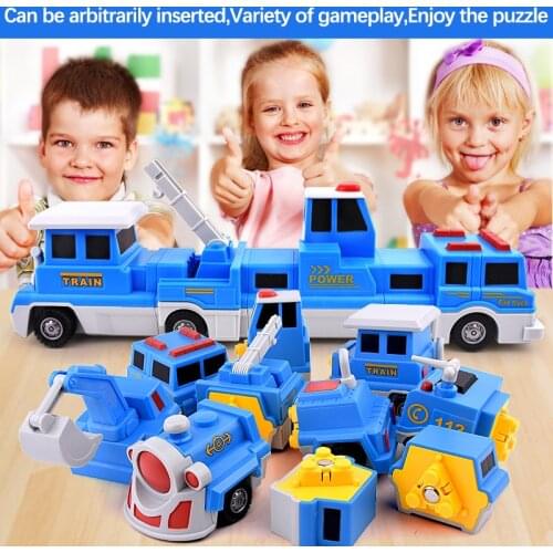 10PCS Construction Engineering Excavator Magnetic Building Blocks DIY Magic Train Truck Vehicle educational Toys For Children