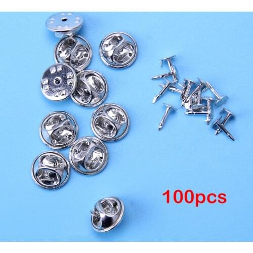 100 set Silver Brooch Base Holder Pins Badge Holder Brooch Pins DIY Jewelry Findings Clothing Jewelry Accessories