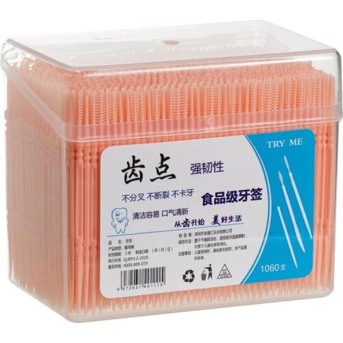1060Pcs Gum Interdental Floss Plastic Double-Headed Brush Stick Toothpicks Teeth Oral Cleaner White 6.5cm disposable toothpick