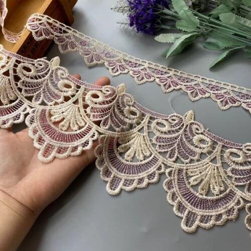 2 Yards Purple Lace Trim Ribbon for Home Textiles Curtains Sofa Covers Cushions Embroidered Tape Trimmings Polyester Sewing