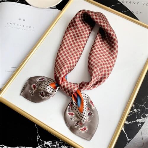 2021 New Spring Square Neck Scarf Women Bandana Hair Band Design Print Dot Female Foulard Headband Shawl Wrap Neckerchief