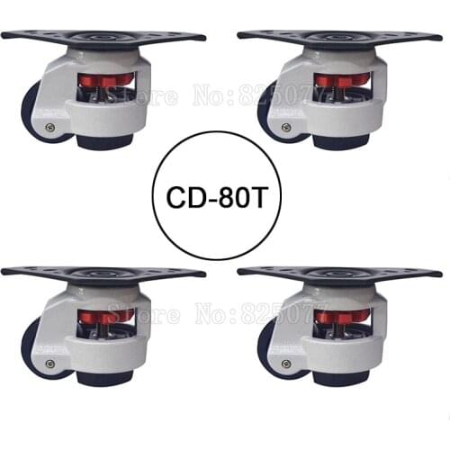 4PCS CD-80T Load Bearing 500kg/pcs Level Adjustment Nylon Wheel and Triangular Plate Leveling Caster Industrial Casters JF1563