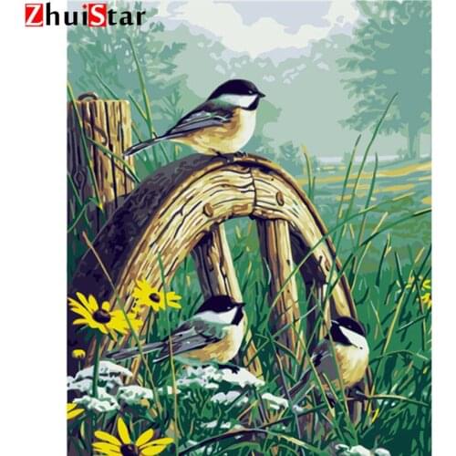 5D DIY diamond painting Birds on the wheel, scenery attractions people 3D embroidery stitch mosaic diamond home decoration XY1
