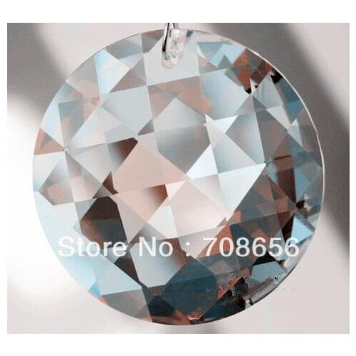 80PCS 45MM MACHINE CUT ROUND FACETED CRYSTAL CRISS CROSS PRISM SUNCATCHER FREE SHIPPING