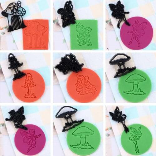 9Pcs Angle Mushroom Cookie Cutter Black Plastic Sugar Fondant Cutters For Sugar Molds Cake Decorating Tools Baking Cupcake Mold