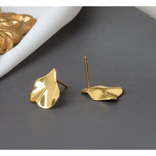 925 Sterling Silver Irregular Leaf Stud Earring Female Fashion Romantic Prevent Allergy Handmade Jewelry Brincos Gift